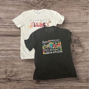 Women’s Disney Large Tees - White and Dark Gray
